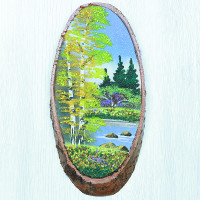 14160361 - Картина на спиле дерева русские березы 30 см осень.