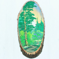 14160438 - Картина на спиле дерева извилистая тропинка у сосны 35 см лето.