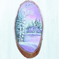 14160304 - Картина на спиле дерева закат в лесу 30 см зима.