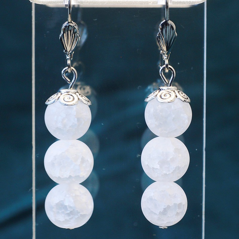 431102 - Серьги три шарика из кварца сахарного