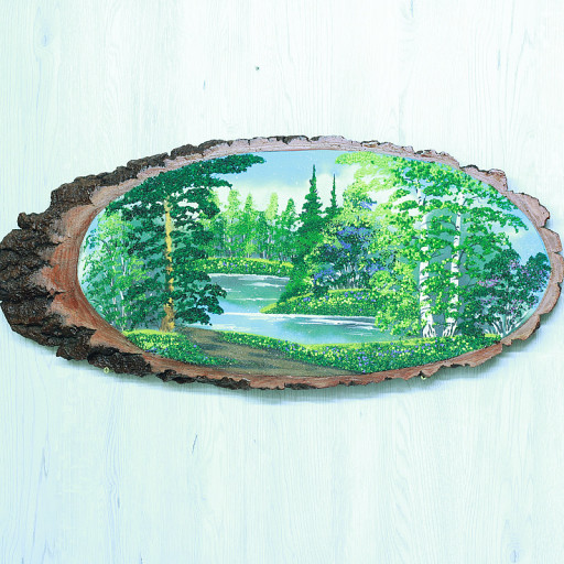 14161042 - Картина на спиле дерева вековые сосны 65 см лето