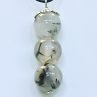 421103 - Подвеска три шарика 10 мм из агата волосатика