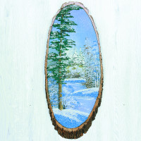 14160902 - Картина на спиле дерева вековые сосны 60 см зима